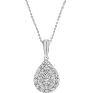 Diamond Pendant Silver Necklace